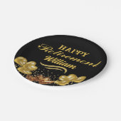 Elegant Modern Zwart en goud Happy Retirement Papieren Bordje (Gekanteld)