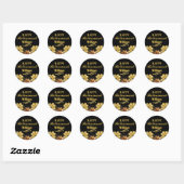 Elegant Modern Zwart en goud Happy Retirement Ronde Sticker (Vel)