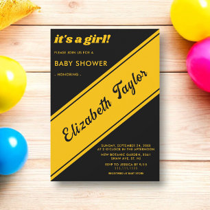 Elegant modern zwart en goud luxe Baby shower Kaart
