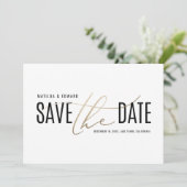 Elegant modern zwart en goud met uitzondering van  save the date (Staand voorkant)