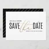 Elegant modern zwart en goud met uitzondering van  save the date (Voorkant / Achterkant)