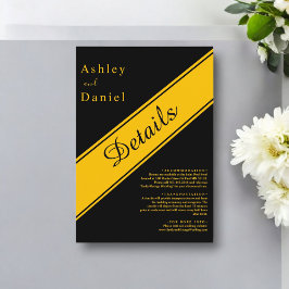 Elegant modern zwart en gouden luxe homohuwelijk informatiekaartje