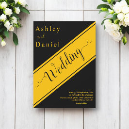 Elegant modern zwart en gouden luxe homohuwelijk kaart