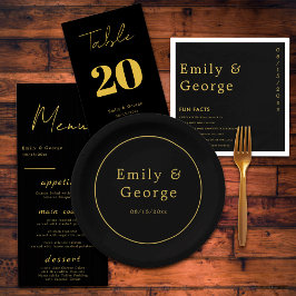 Elegant modern zwart en gouden luxe homohuwelijk papieren bordje