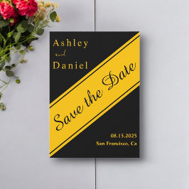 Elegant modern zwart en gouden luxe homohuwelijk save the date