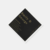 Elegant modern zwart en goudvun huwelijk servet (Hoek)