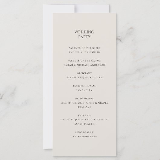 Elegant Modern Zwart en Ivoor Wedding Programma (Achterkant)