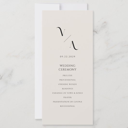 Elegant Modern Zwart en Ivoor Wedding Programma (Voorkant)
