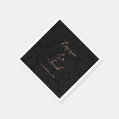 Elegant Modern Zwart en Roos Goud Eenvoudige Bloem Servet (Hoek)