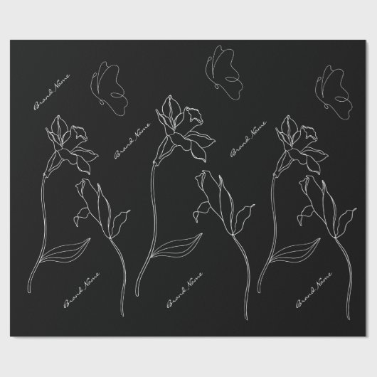 Elegant Modern Zwart en Wit Cadeaupapier (Vlak)