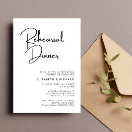 Elegant & Modern Zwart en Wit Proefhuwelijksdiner Kaart