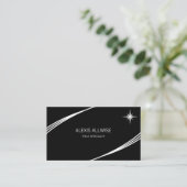 Elegant modern zwart en wit visitekaartje (Staand voorkant)