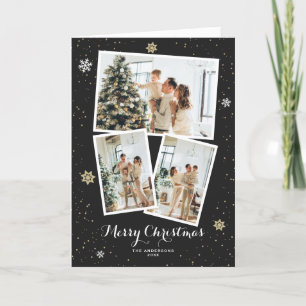 Elegant Modern Zwart Foto Merry Christmas Kaart