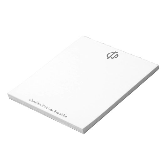 Elegant modern zwart Geometrische monogram Initial Notitieblok (Linkerzijde)