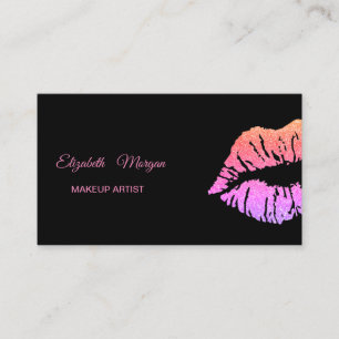 Elegant modern zwart, glitter lips visitekaartje