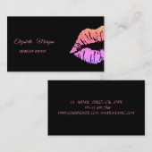 Elegant modern zwart, glitter lips visitekaartje (Voorkant / Achterkant)