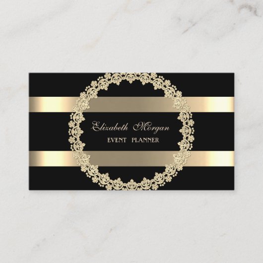 Elegant modern, zwart, Gold Lijst gestript Visitekaartje (Voorkant)