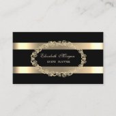 Elegant modern, zwart, Gold Lijst gestript Visitekaartje (Voorkant)