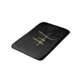 Elegant modern zwart Gold Script-monogram Badmat (Gekanteld)