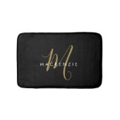 Elegant modern zwart Gold Script-monogram Badmat (Voorkant)