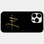 Elegant modern zwart Gold Script-monogram Case-Mate iPhone Case (Achterkant (horizontaal))