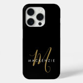 Elegant modern zwart Gold Script-monogram Case-Mate iPhone Case (Achterkant)