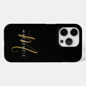 Elegant modern zwart Gold Script-monogram Case-Mate iPhone Case (Achterkant (horizontaal))