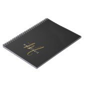 Elegant modern zwart Gold Script-monogram Notitieboek (Linkerzijde)