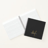 Elegant modern zwart Gold Script-monogram Notitieboek (Binnen)