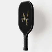 Elegant modern zwart Gold Script-monogram Pickleball Paddle (Links)