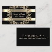 Elegant modern, zwart, Gold Striped, Lijst Visitekaartje (Voorkant / Achterkant)