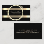 Elegant modern, zwart, Gold Striped Visitekaartje (Voorkant / Achterkant)