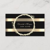 Elegant modern, zwart, Gold Striped Visitekaartje (Voorkant)