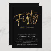 Elegant Modern Zwart Goud 50e Verjaardag Kaart (Voorkant / Achterkant)