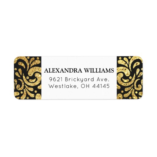 Elegant Modern Zwart & Goud Adres Etiket (Voorkant)