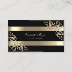 Elegant Modern,Zwart,Goud Gestreepte,Lijst Visitekaartje