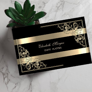 Elegant Modern,Zwart,Goud Gestreepte,Lijst Visitekaartje