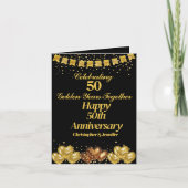 Elegant Modern Zwart & Goud Happy 50th Jubileum Kaart (Voorkant)