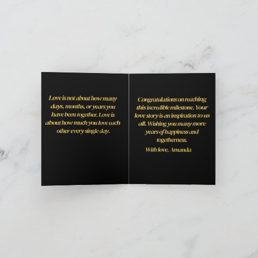 Elegant Modern Zwart & Goud Happy 50th Jubileum Kaart (Binnen)