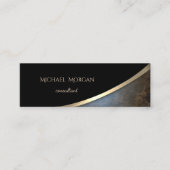 Elegant modern zwart, goud, leder mini visitekaartje (Voorkant)