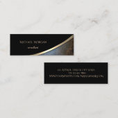Elegant modern zwart, goud, leder mini visitekaartje (Voorkant / Achterkant)