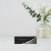 Elegant modern zwart, goud, leder mini visitekaartje (Staand voorkant)