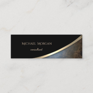 Elegant modern zwart, goud, leerlook mini visitekaartje