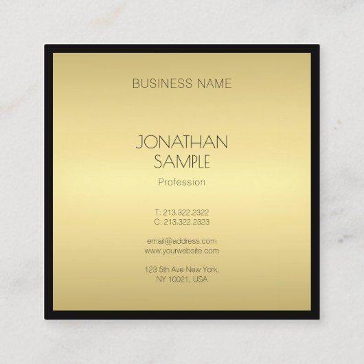 Elegant modern zwart goud met geavanceerde Glam Lu Vierkante Visitekaartje (Achterkant)