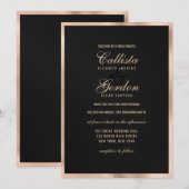 Elegant modern zwart goud - metalen rand huwelijk kaart (Voorkant / Achterkant)
