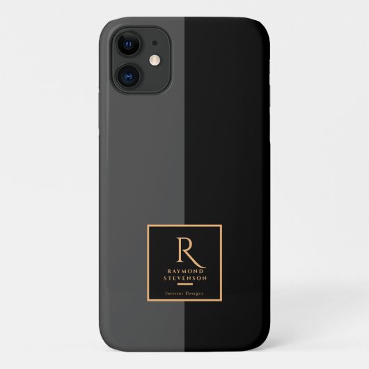 Elegant Modern Zwart Goud Monogram Case-Mate iPhone Case (Achterkant)