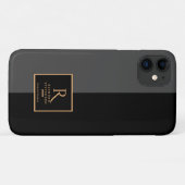 Elegant Modern Zwart Goud Monogram Case-Mate iPhone Case (Achterkant (horizontaal))