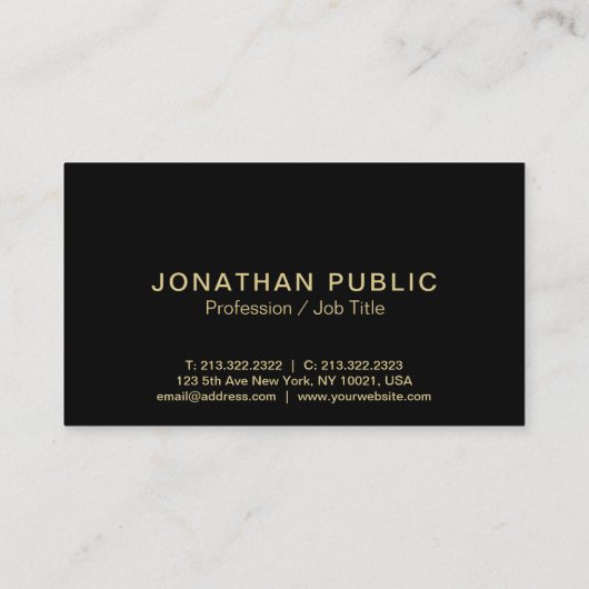 Elegant Modern Zwart Goud Monogram Luxe Chic Visitekaartje (Achterkant)