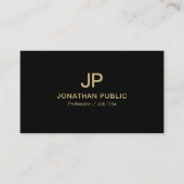 Elegant Modern Zwart Goud Monogram Luxe Chic Visitekaartje (Voorkant)