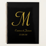 Elegant Modern Zwart Goud Monogram Script Bruiloft Planner<br><div class="desc">Elegant Modern Zwart Goud Monogram Script Wedding Planner</div>